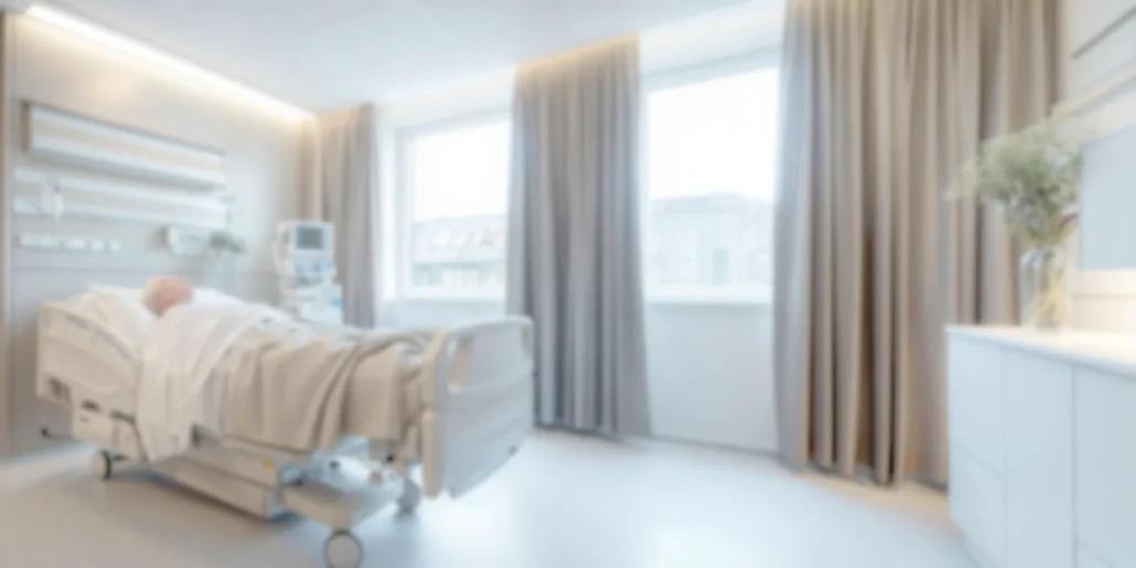 Chambre d'hôpital avec lit médicalisé